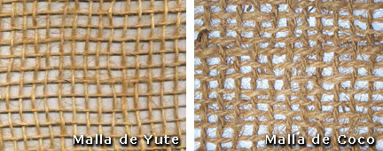 Nuestras mallas organicas pueden estar fabricadas en los materiales de yute o coco
