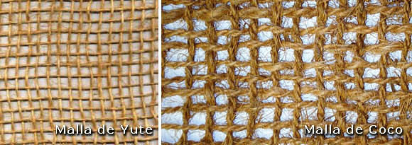 Nuestras mallas organicas pueden estar fabricadas en los materiales de yute o coco